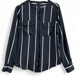 🌙Who What Wear Striped Black & White Blouse NWT